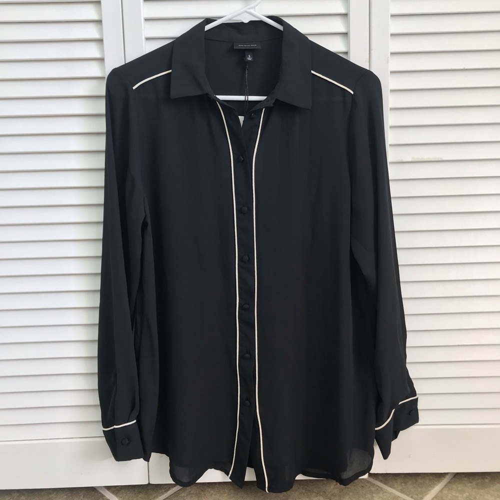 NWT Who What Wear Black Button Down Blouse |Size S